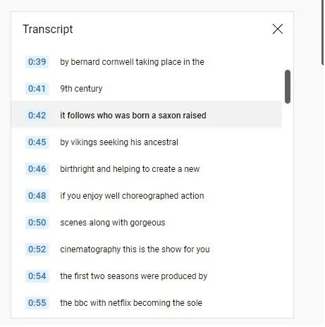 YouTube video transcriptions