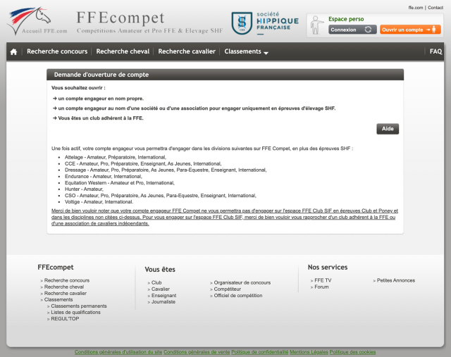 FFEcompet login, registration, search, and customer support - ffecompet.ffe.com